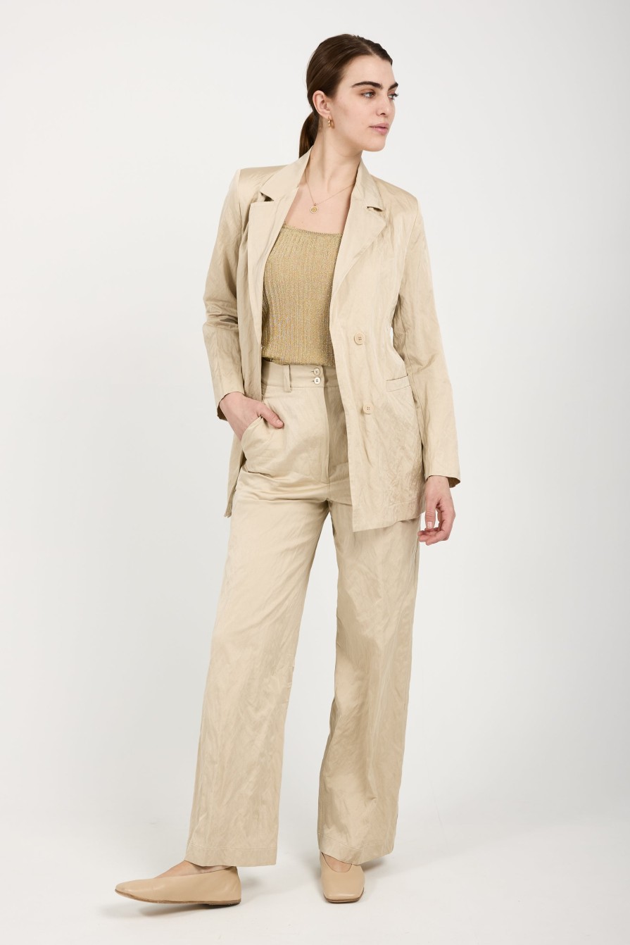 GENTRYPORTOFINO Woven Trouser Pant In Beige | Bottoms