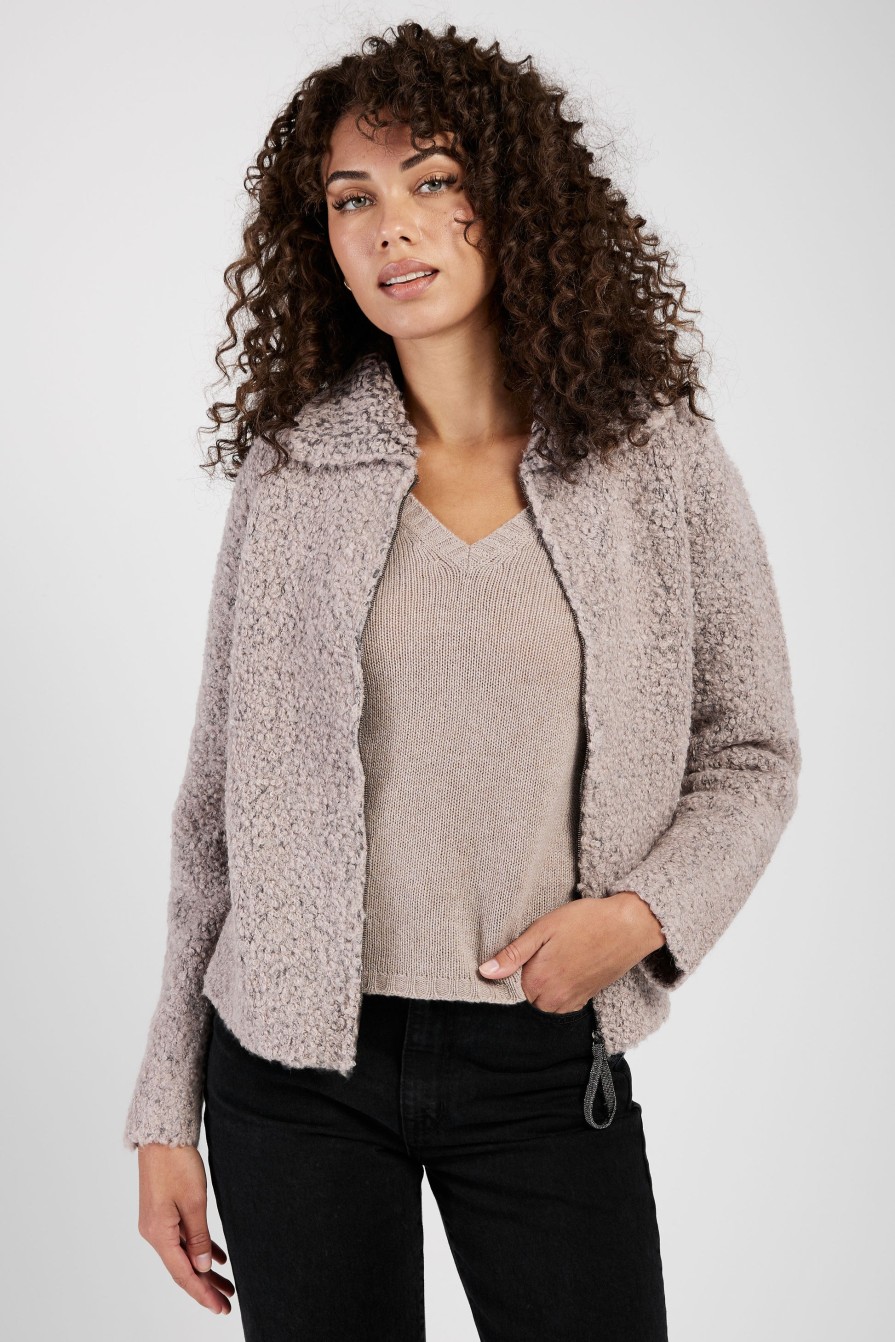 FABIANA FILIPPI Boucle Bomber Jacket In Nocciola And Pepe | Jackets & Coats