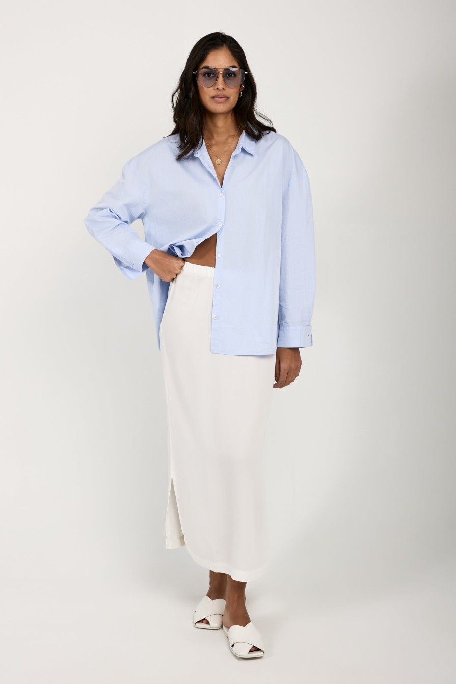 PRIVATE 0204 Long Sleeve Cotton Poplin Shirt In Dream | Tops