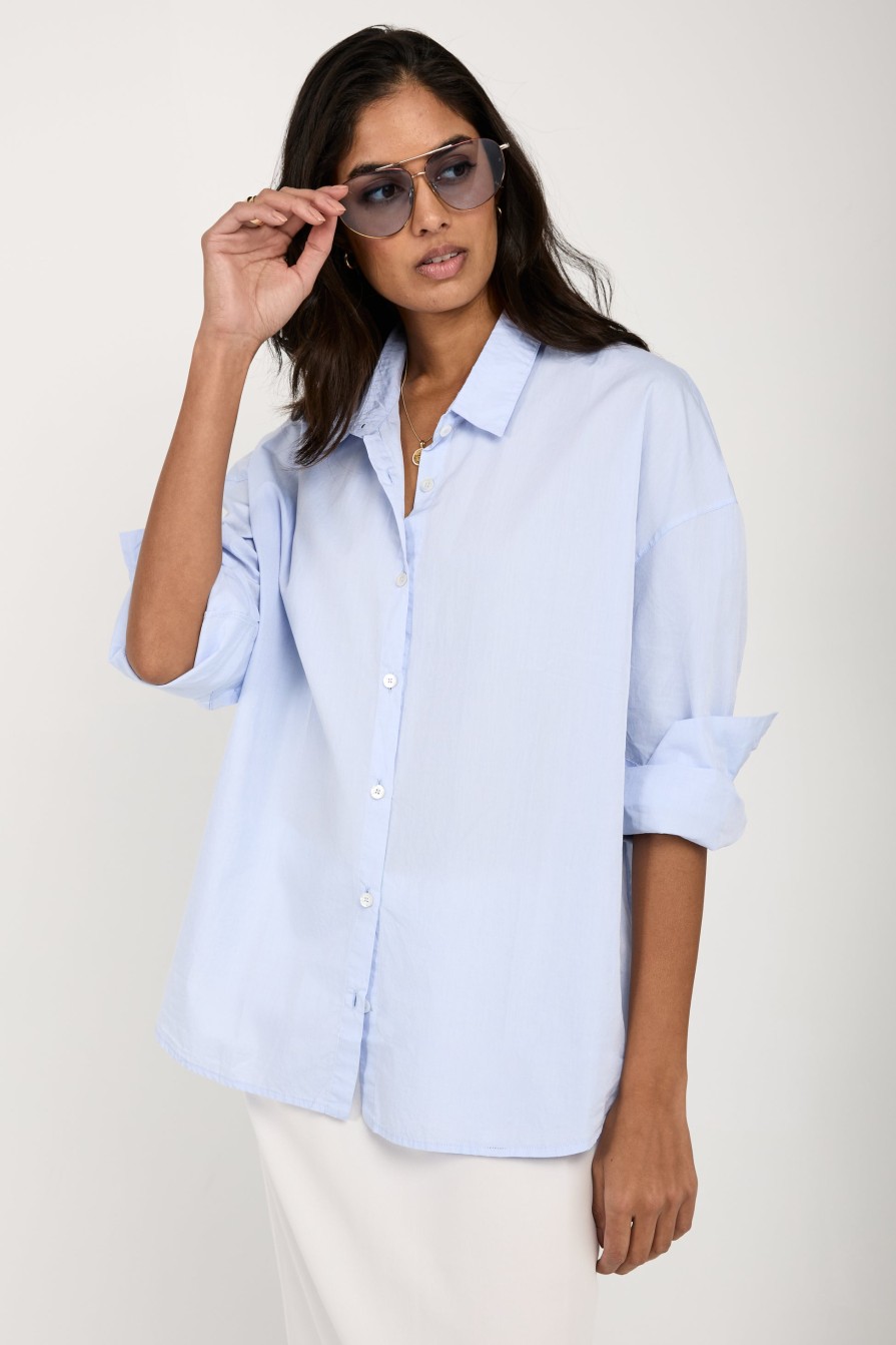 PRIVATE 0204 Long Sleeve Cotton Poplin Shirt In Dream | Tops