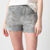 AVANT TOI Stitch Linen Shorts With Destruction And Studs In Marmo | Avant Toi - T. Boutique | Bottoms