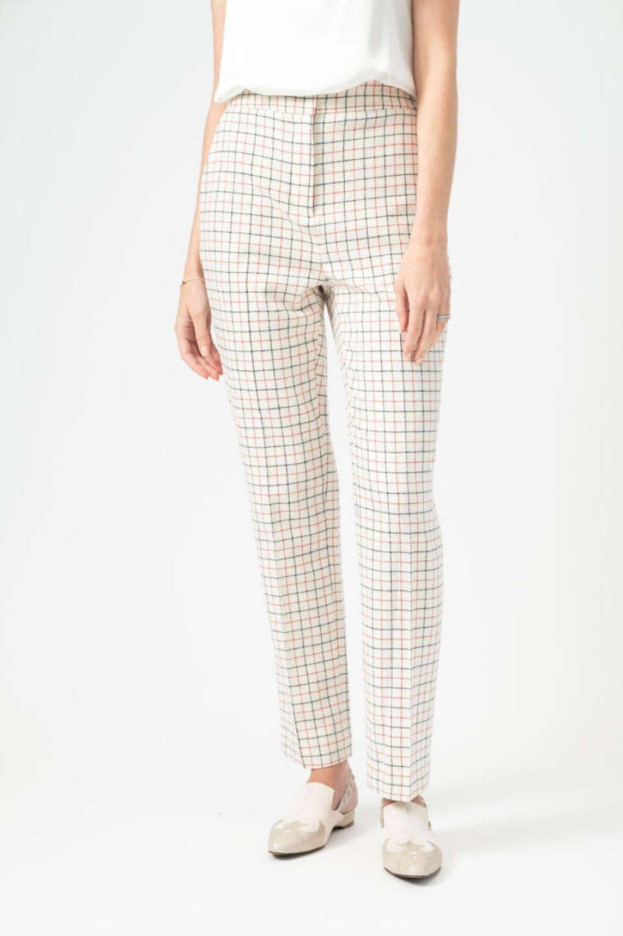 RAG & BONE Poppy High Waisted Pant In Ivory Check | Rag & Bone - T. Boutique | Bottoms