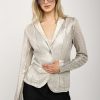 AVANT TOI Linen Blazer Jacket With Lamination In Bianco | Jackets & Coats