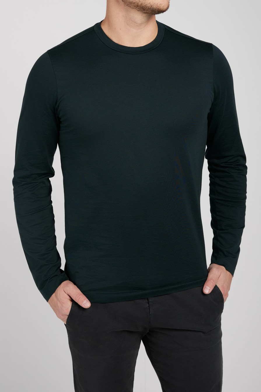 TRANSIT Long Sleeve T-Shirt In Teal | Tops