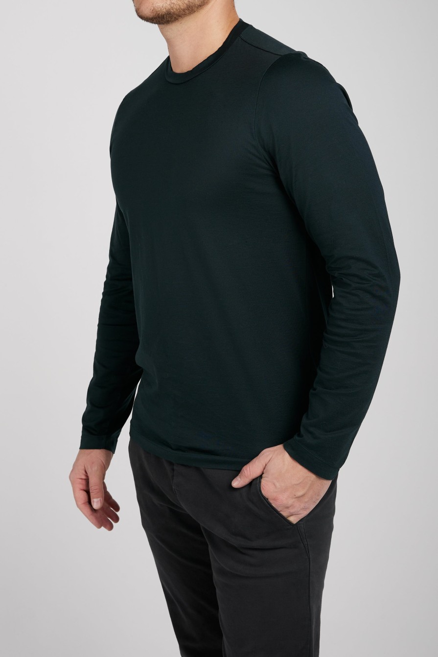 TRANSIT Long Sleeve T-Shirt In Teal | Tops