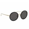 LINDA FARROW Tracy Round Sunglasses In Black | Eyewear