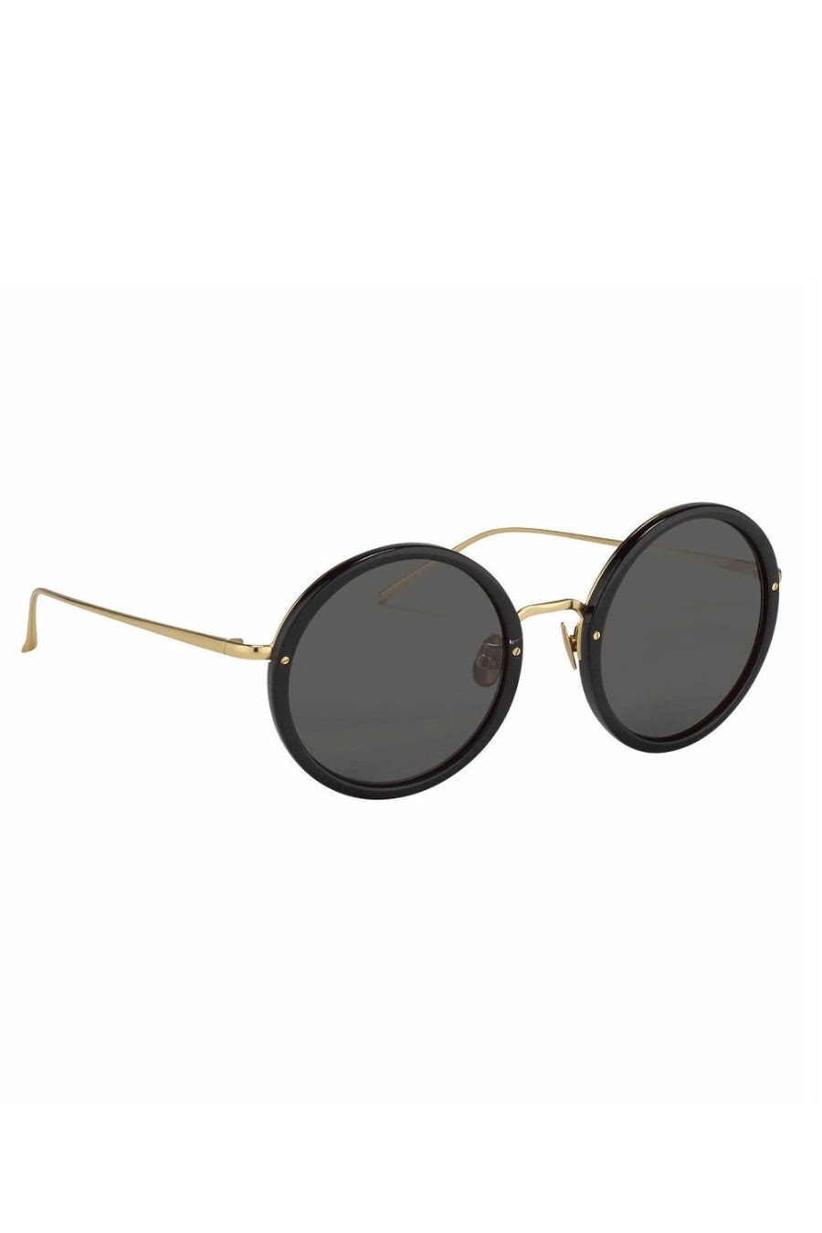 LINDA FARROW Tracy Round Sunglasses In Black | Eyewear