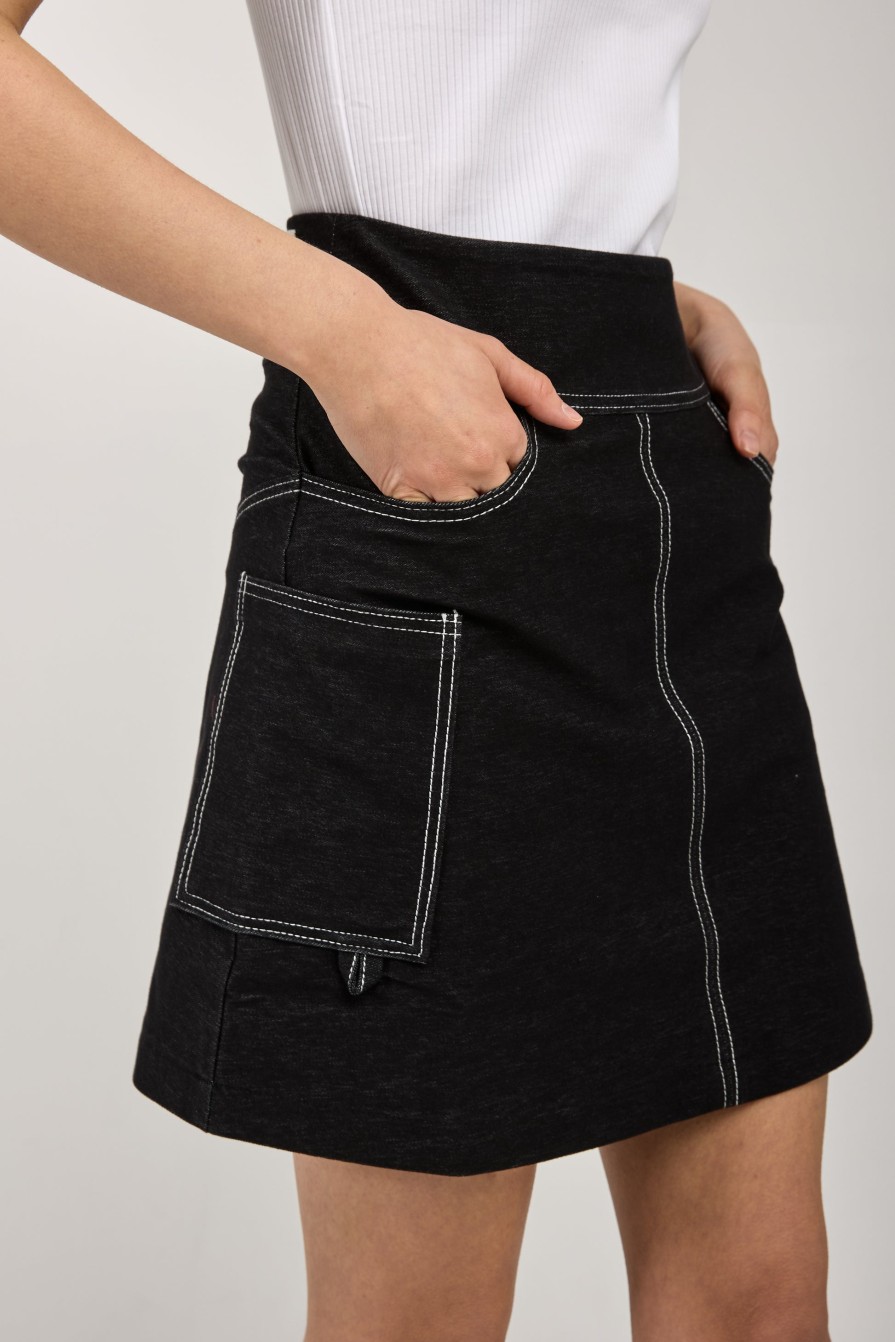 MAX MARA LEISURE Nabulus Denim-Look Jersey Skirt In Black | Bottoms