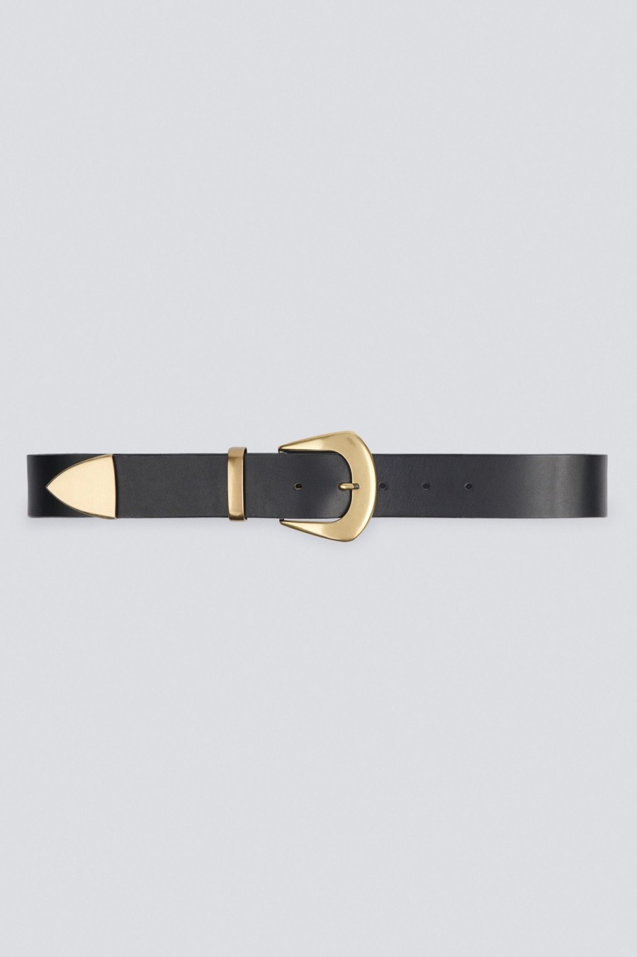 IRO Copp Leather Belt In Black And Gold | Belts