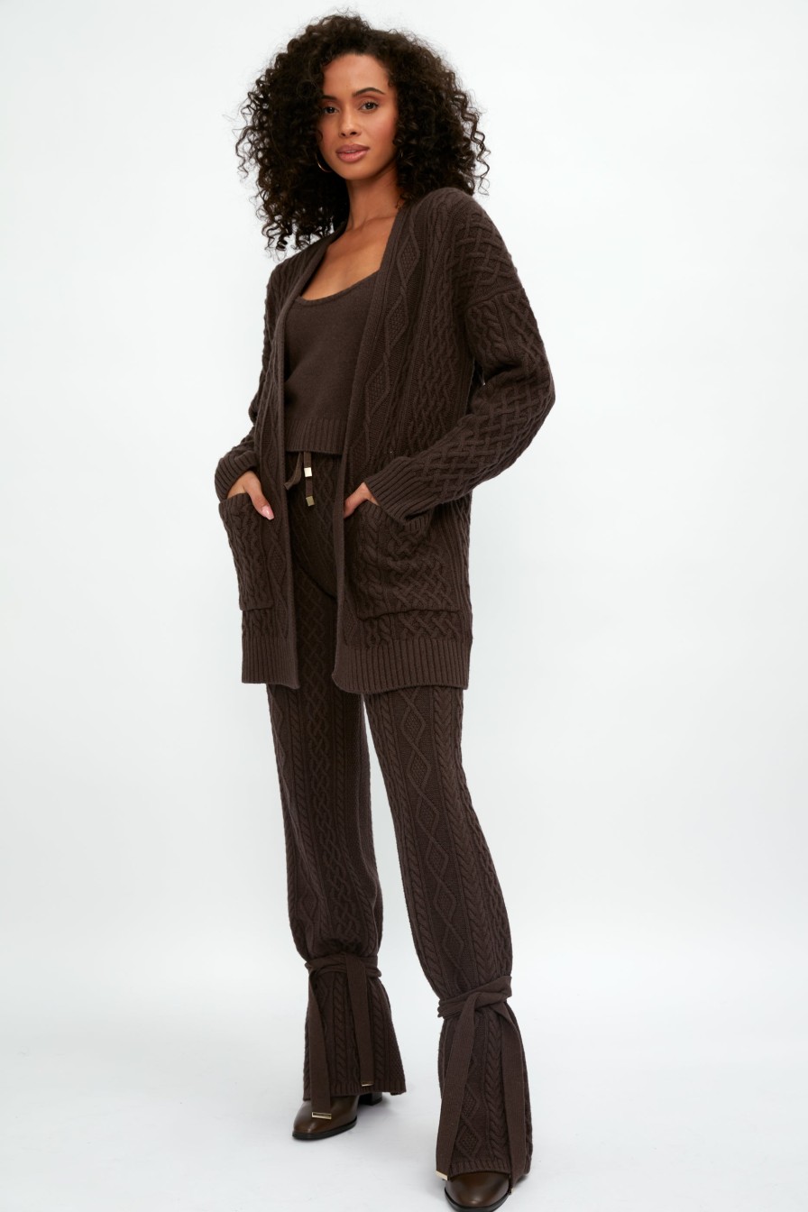 ELEONORA GOTTARDI Cable Knit Cardigan In Chocolate | Knitwear