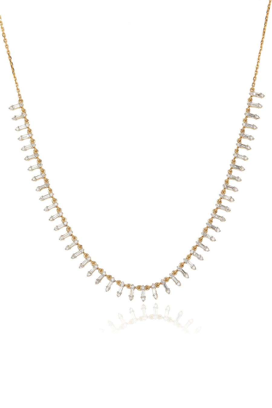 L.A. STEIN Floating Baguette Diamond Collar Necklace In 18K Yellow Gold | Jewelry