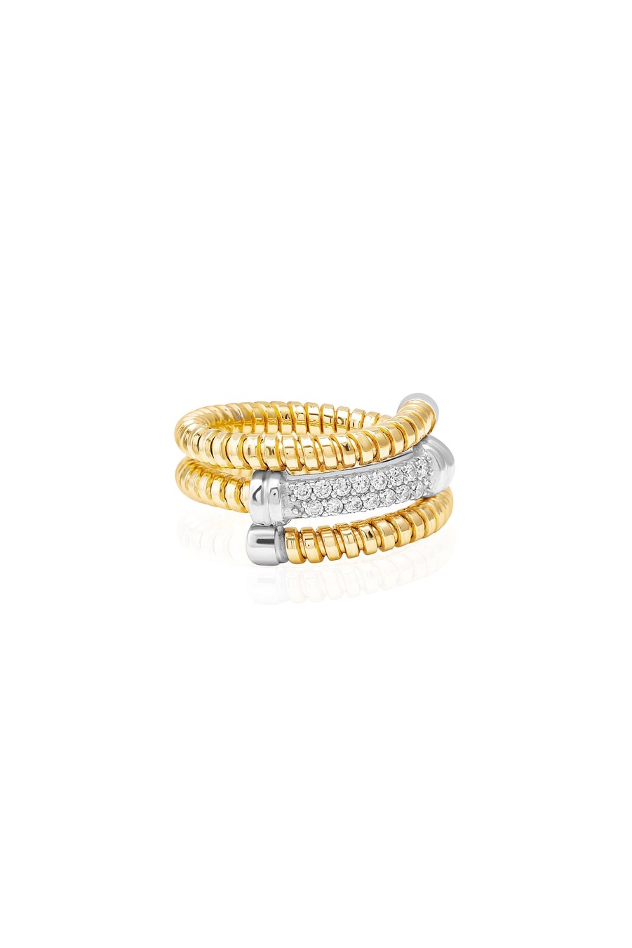 VELINA Crystal Pave Tubogas Ring In 925 Silver Gold | Jewelry