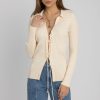 THE RANGE Viscose Knit Laced Cardigan In Light Shell | Knitwear