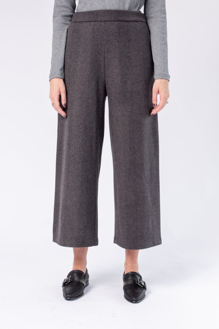 FABIANA FILIPPI Cropped Trouser In Agate Brown And Grey | Fabiana Filippi - T. Boutique | Bottoms