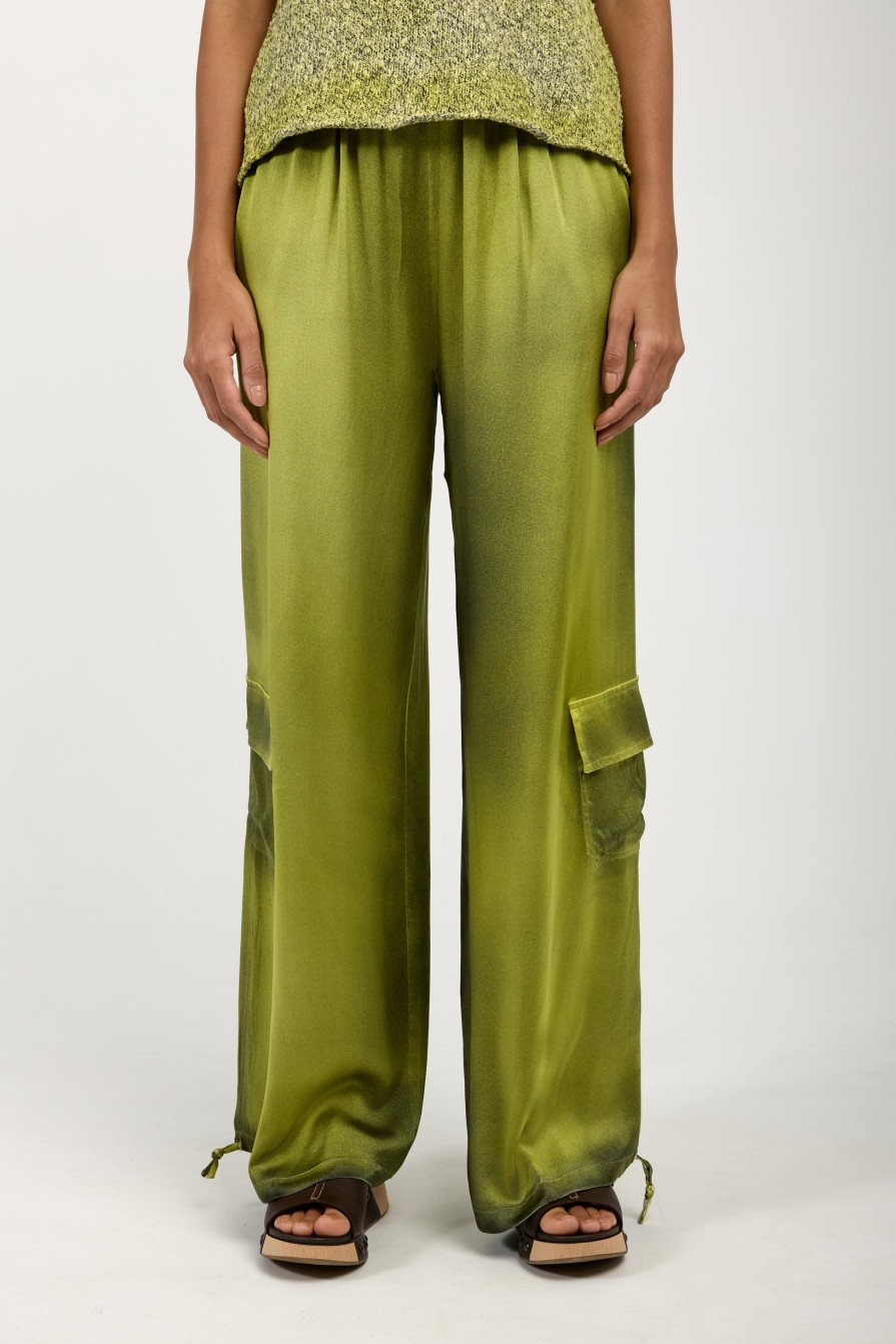 AVANT TOI Batik Camou Silk Trouser Pant In Lime | Bottoms