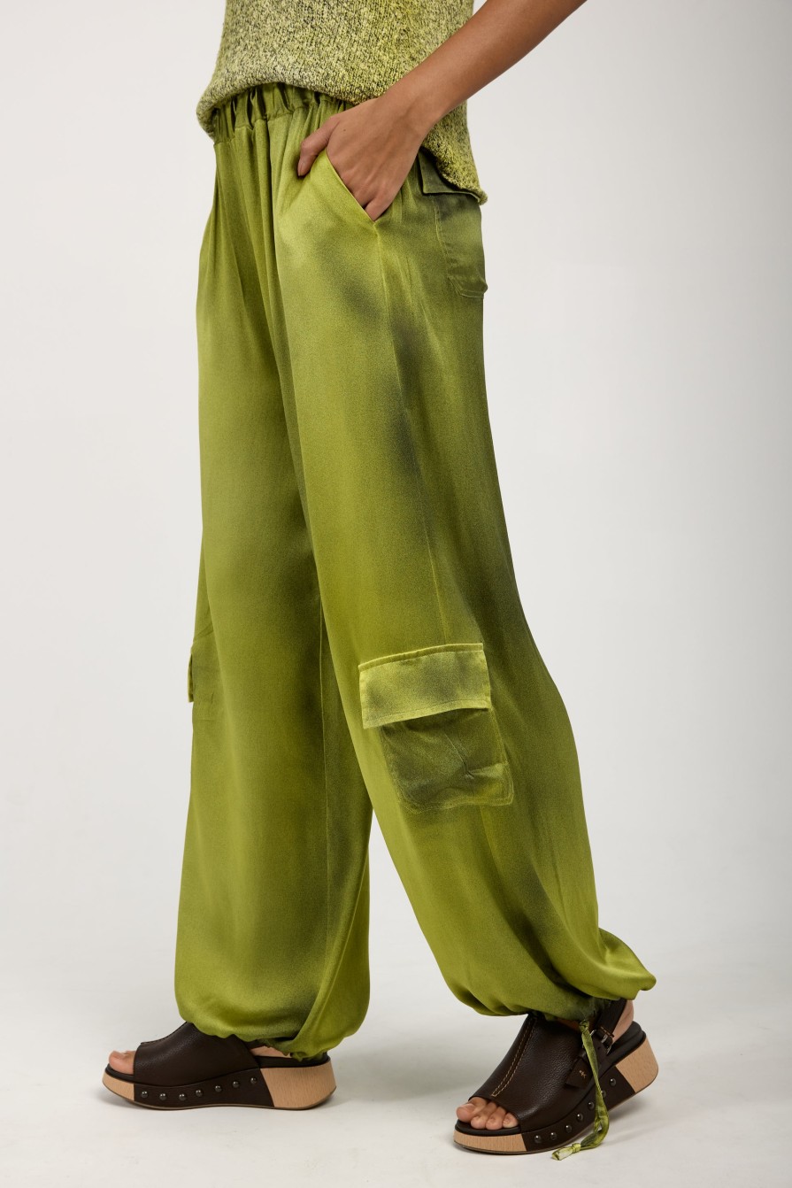 AVANT TOI Batik Camou Silk Trouser Pant In Lime | Bottoms