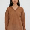 MAX MARA LEISURE Mammola V-Neck Sweatshirt In Camel | Loungewear