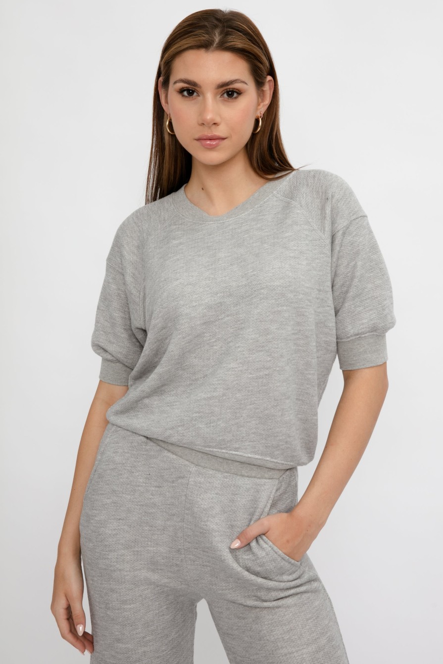 NSF Minnie Short Sleeve Pullover In Heather Grey | Loungewear