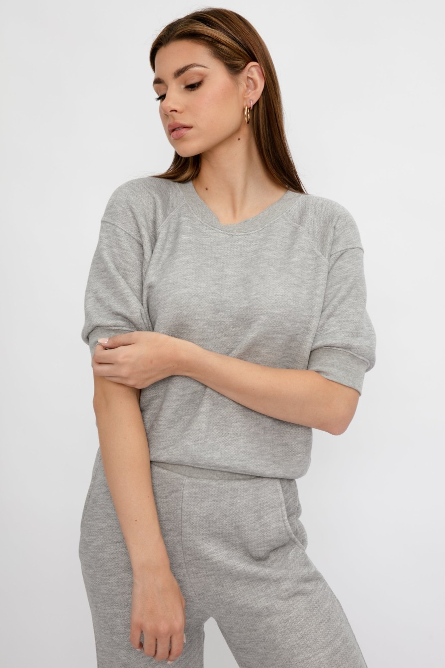 NSF Minnie Short Sleeve Pullover In Heather Grey | Loungewear