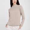 TRANSIT Mock Neck Sweater In Sand | Knitwear