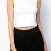 ATM Shop Cotton Cropped Sleeveless Tee In White | Atm - T. Boutique | Loungewear