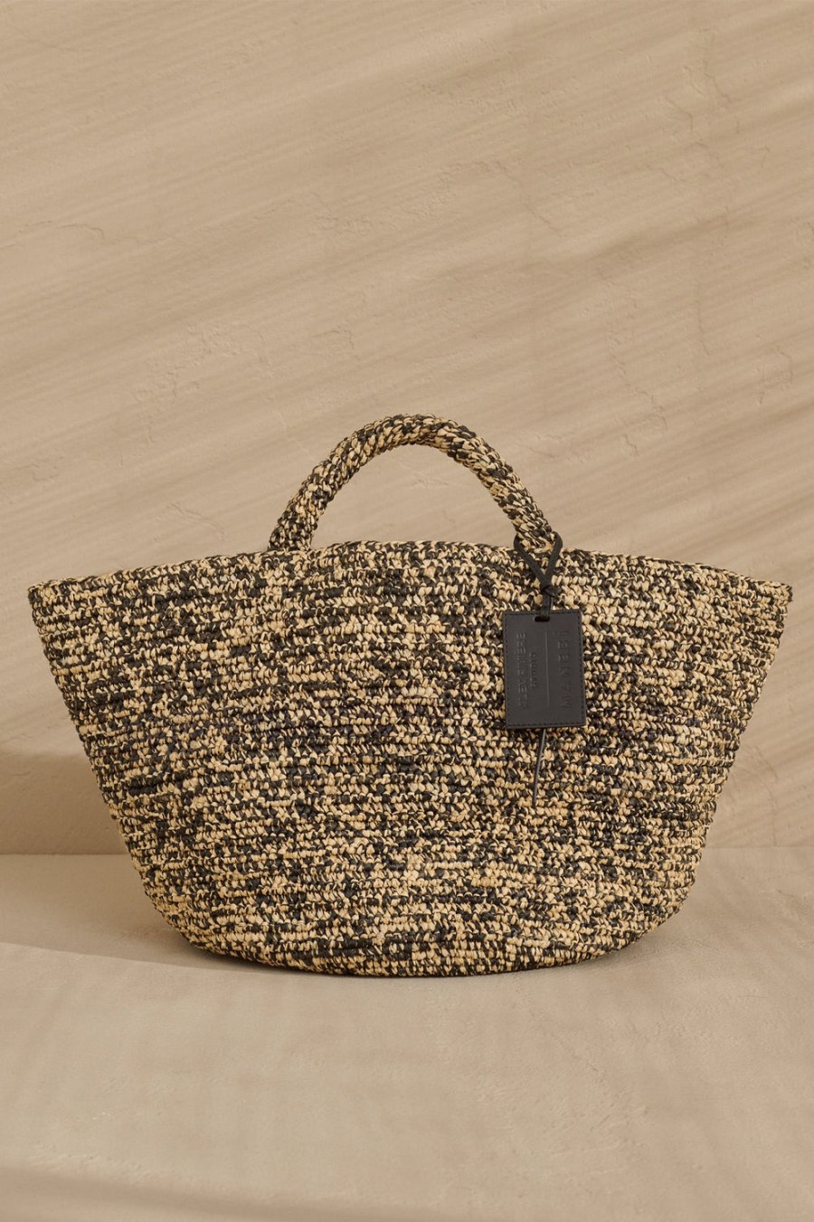 MANEBÍ Panier Bag In Black And Natural Melange Raffia | Bags