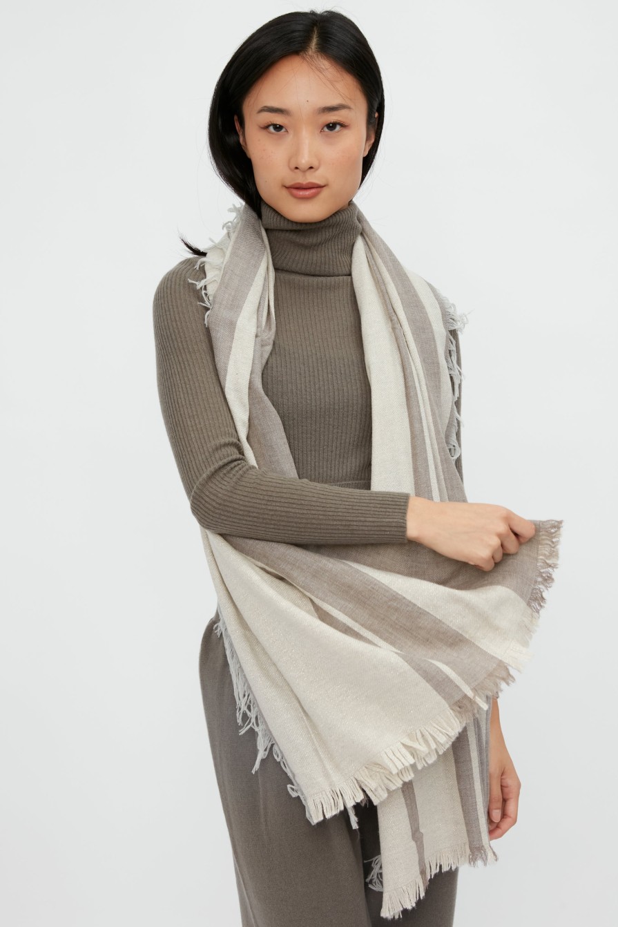 FABIANA FILIPPI Lurex Stripe Scarf In Mandorla | Scarves