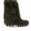 HENRY BEGUELIN Messico Tall Leather Boot With Long Fur In Menta | Boots