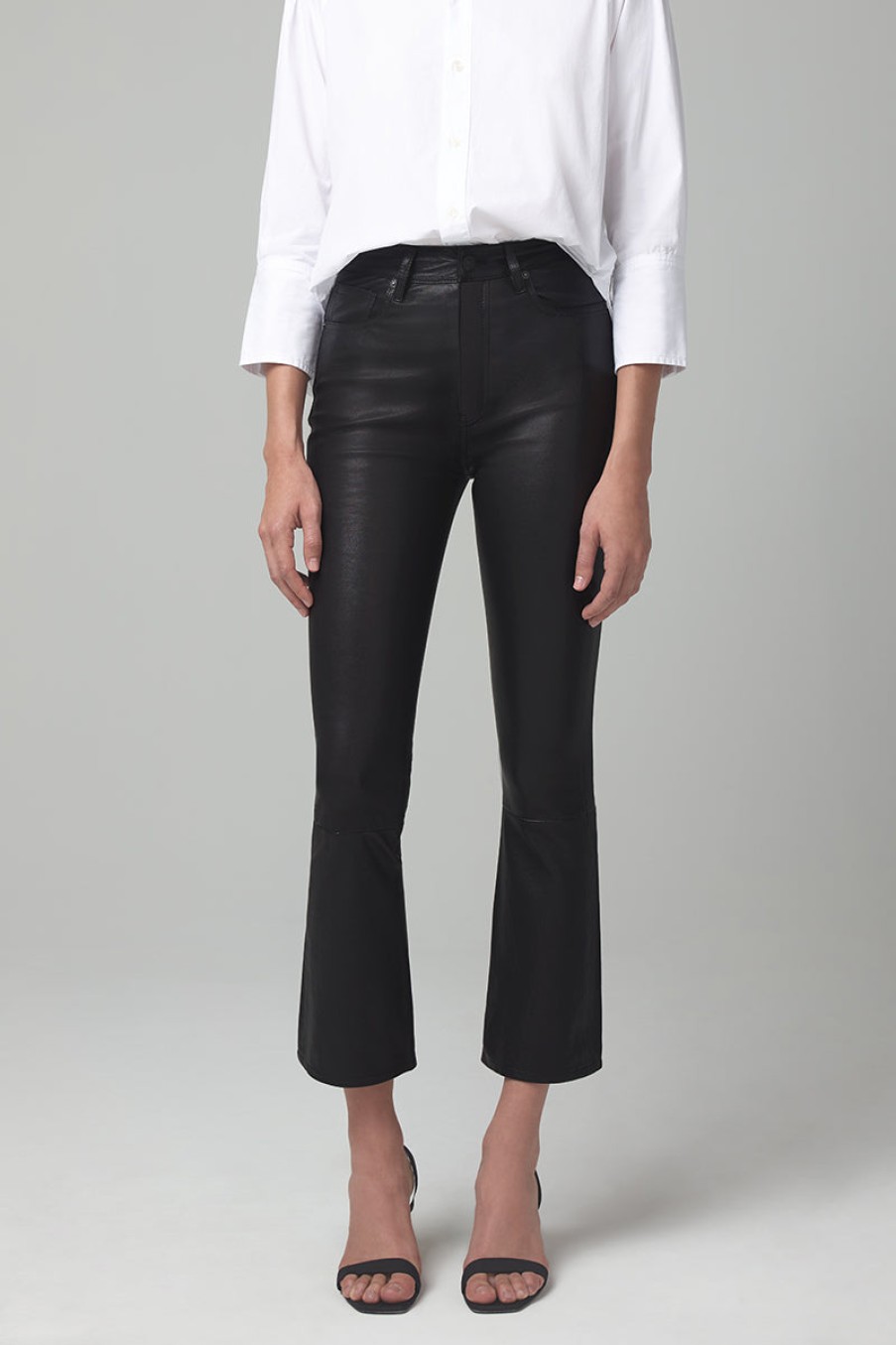 CITIZENS OF HUMANITY Demy Cropped Leather Pant In Black | Citizens Of Humanity - T. Boutique | Bottoms