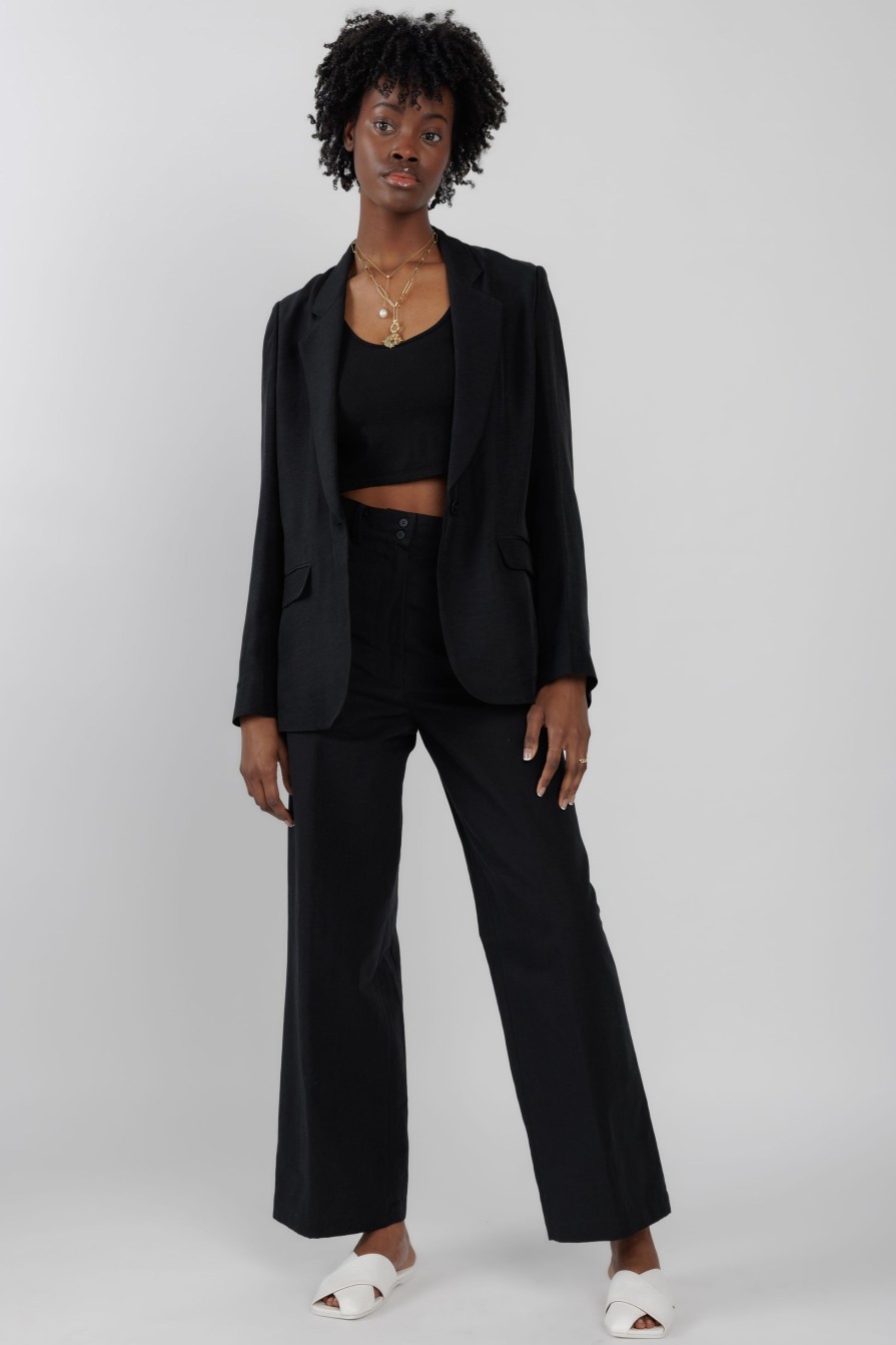 FORTE FORTE Ripstop Viscose Blazer Jacket In Black | Jackets & Coats