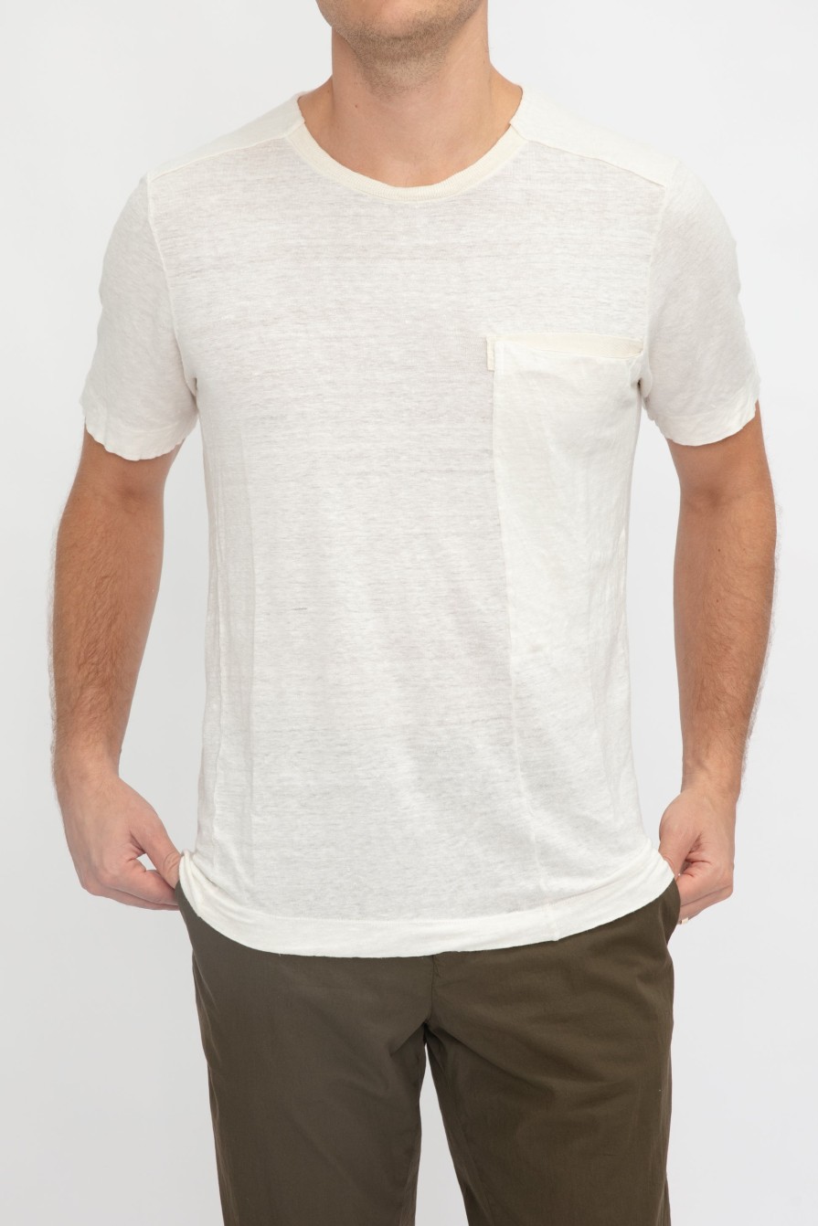 TRANSIT Linen T-Shirt In Ice | Tops