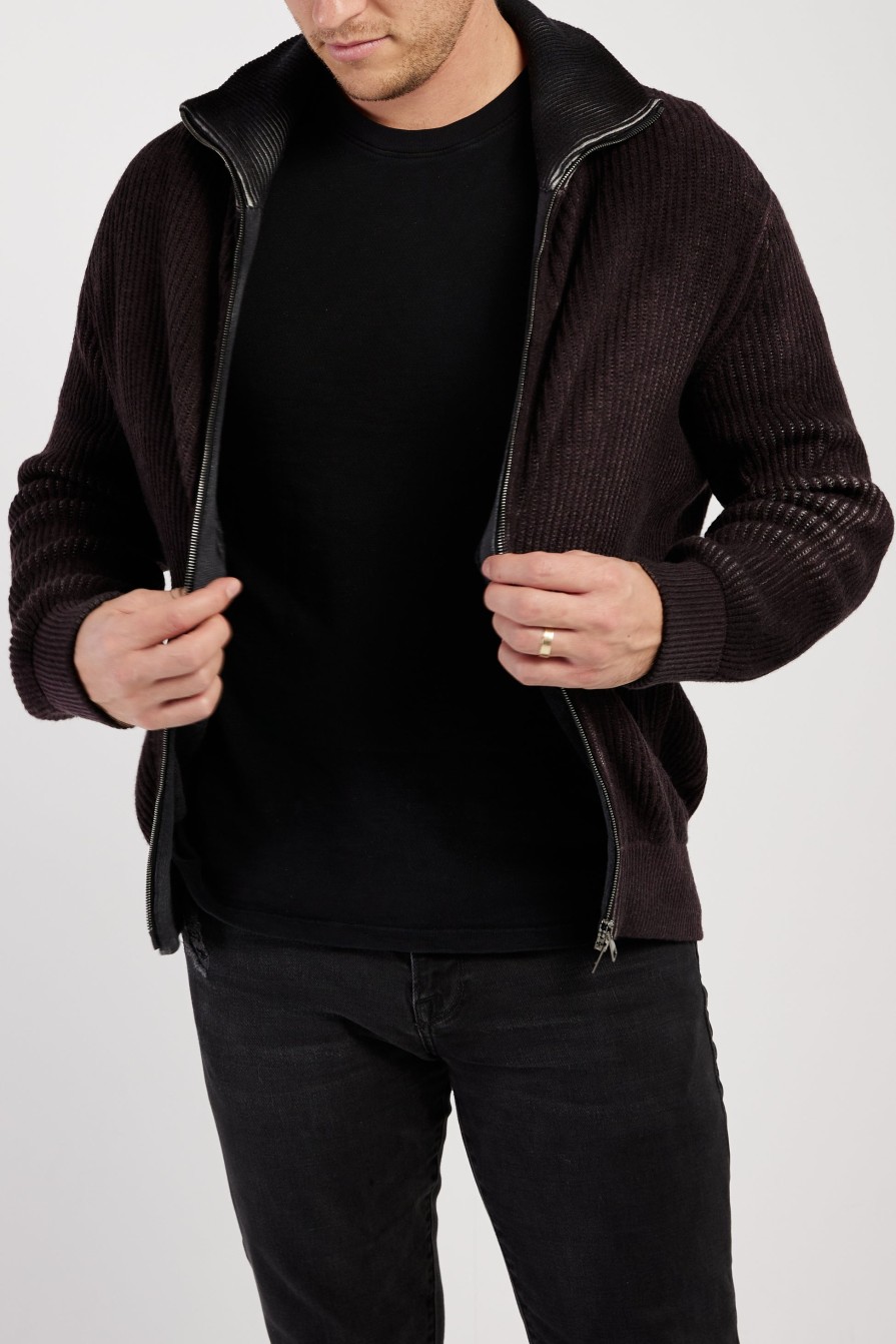 AVANT TOI High Neck Zip Cardigan In Seppia | Knitwear