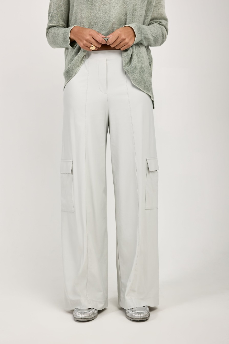 MAX MARA LEISURE Teseo Satin Jersey Cargo Pant In Stone | Bottoms