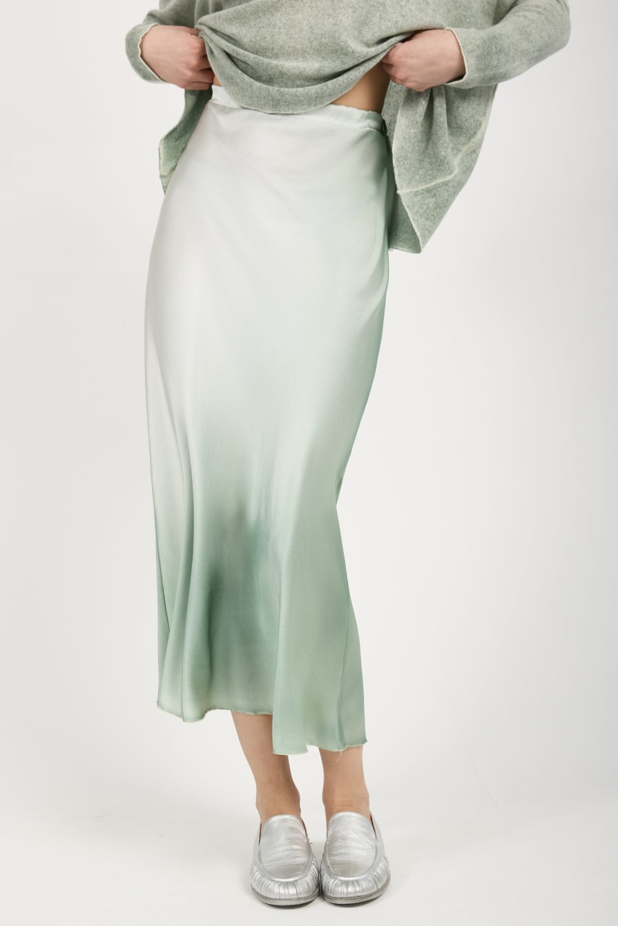 AVANT TOI Degrade Silk Midi Skirt In Jade | Bottoms