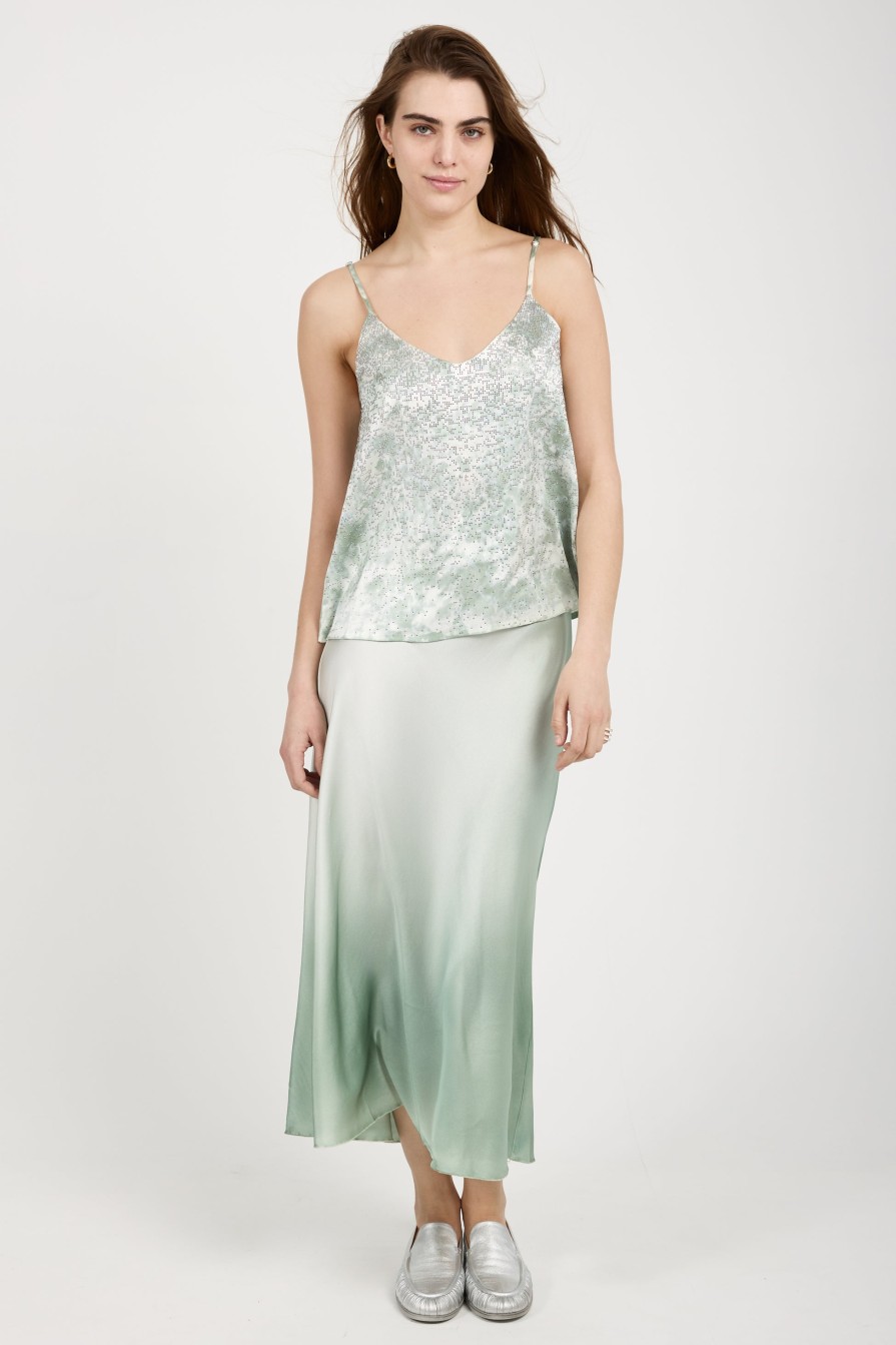 AVANT TOI Degrade Silk Midi Skirt In Jade | Bottoms