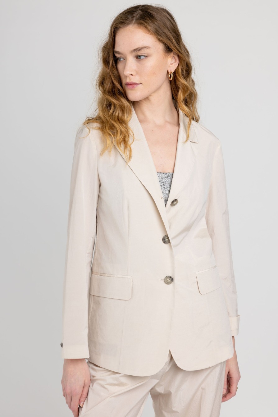 PESERICO Cotton Poplin Blazer In Sesame Beige | Jackets & Coats