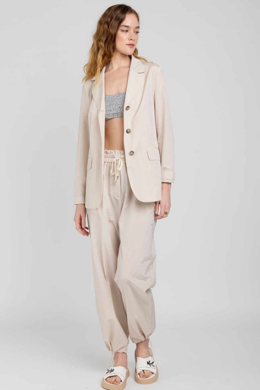 PESERICO Cotton Poplin Blazer In Sesame Beige | Jackets & Coats