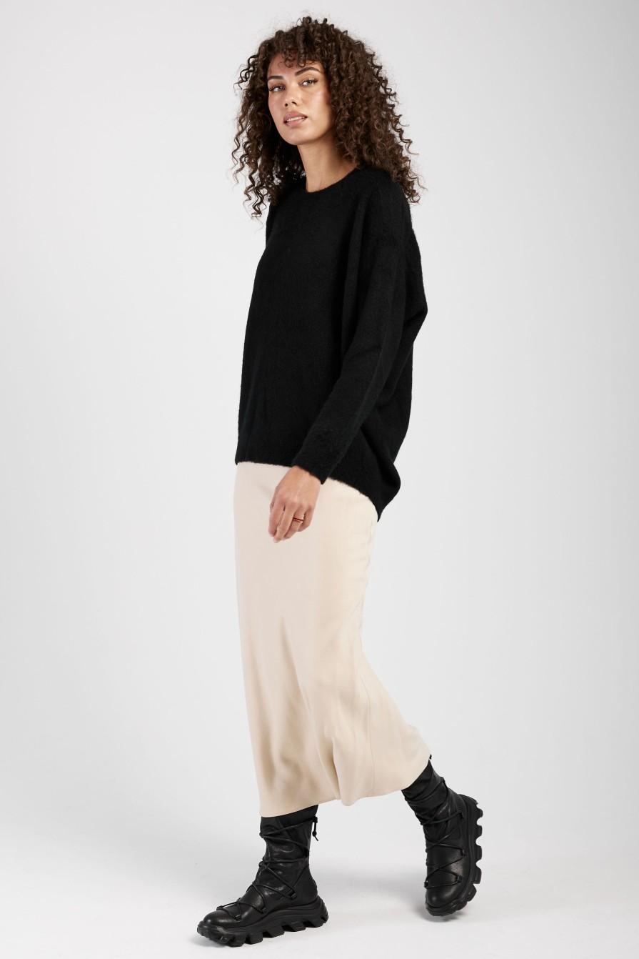 AVANT TOI Carded Cashmere Pullover Sweater In Nero | Knitwear