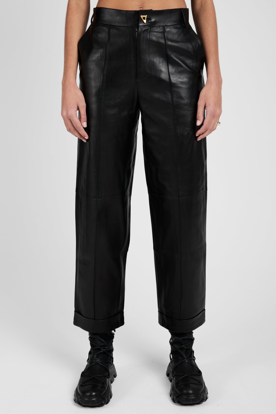 AERON Zima Leather Pant In Black | Bottoms