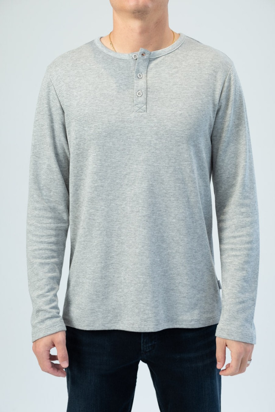 FRAME Long Sleeve Henley Shirt In Gris | Frame - T. Boutique | Tops