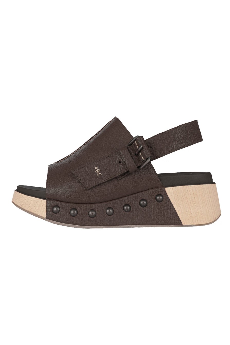 HENRY BEGUELIN Henry Beguelin Leather Wedge Sandal In Martellato Moro | Flats