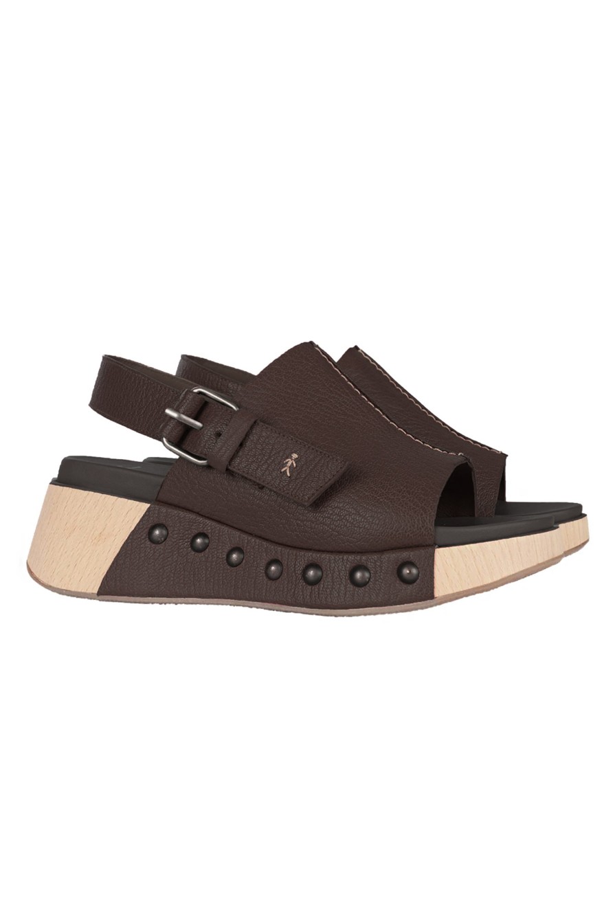 HENRY BEGUELIN Henry Beguelin Leather Wedge Sandal In Martellato Moro | Flats