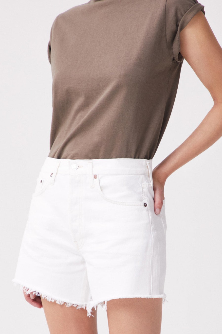 AGOLDE Parker Long Short In Panna Cotta | Bottoms