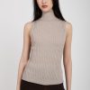 TANDEM Tandem Sleeveless Turtleneck Top In Sand | Knitwear