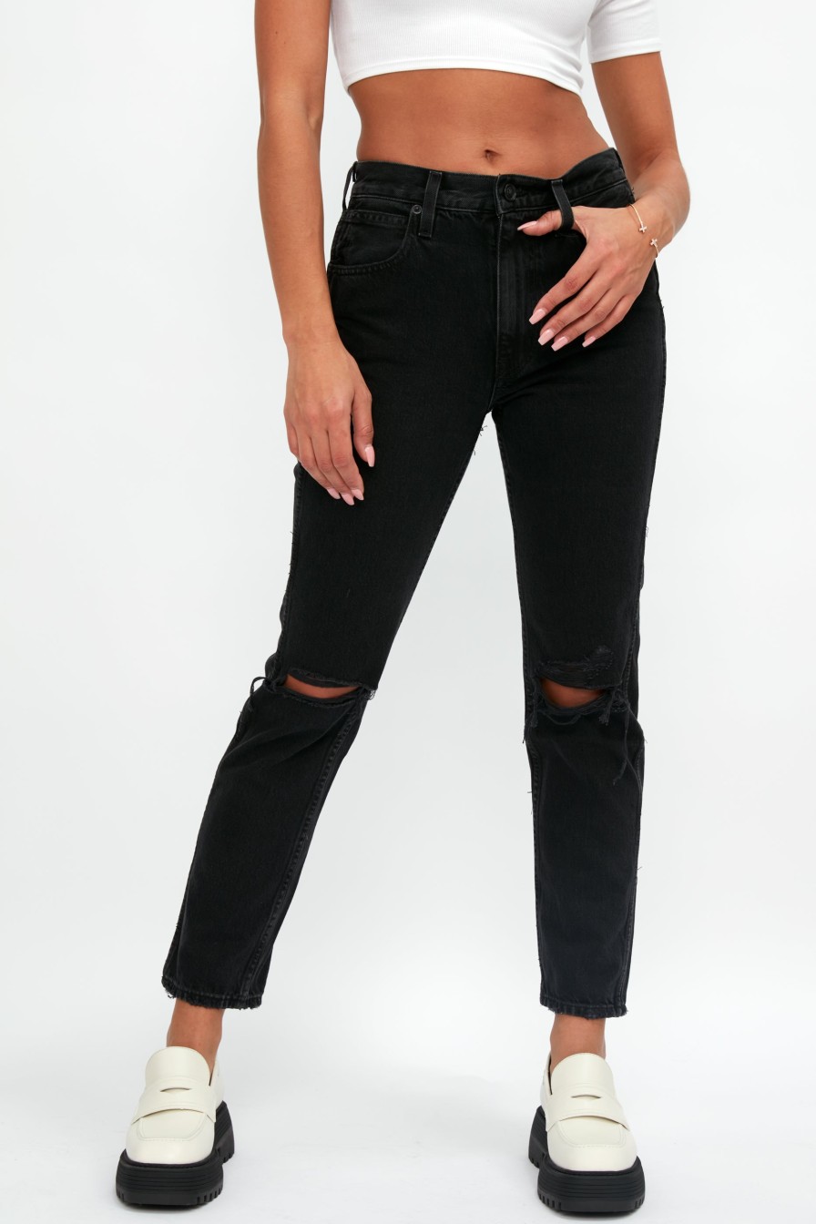 SLVRLAKE Virginia Slim Destructed Jean In Shadow Ridge | Bottoms