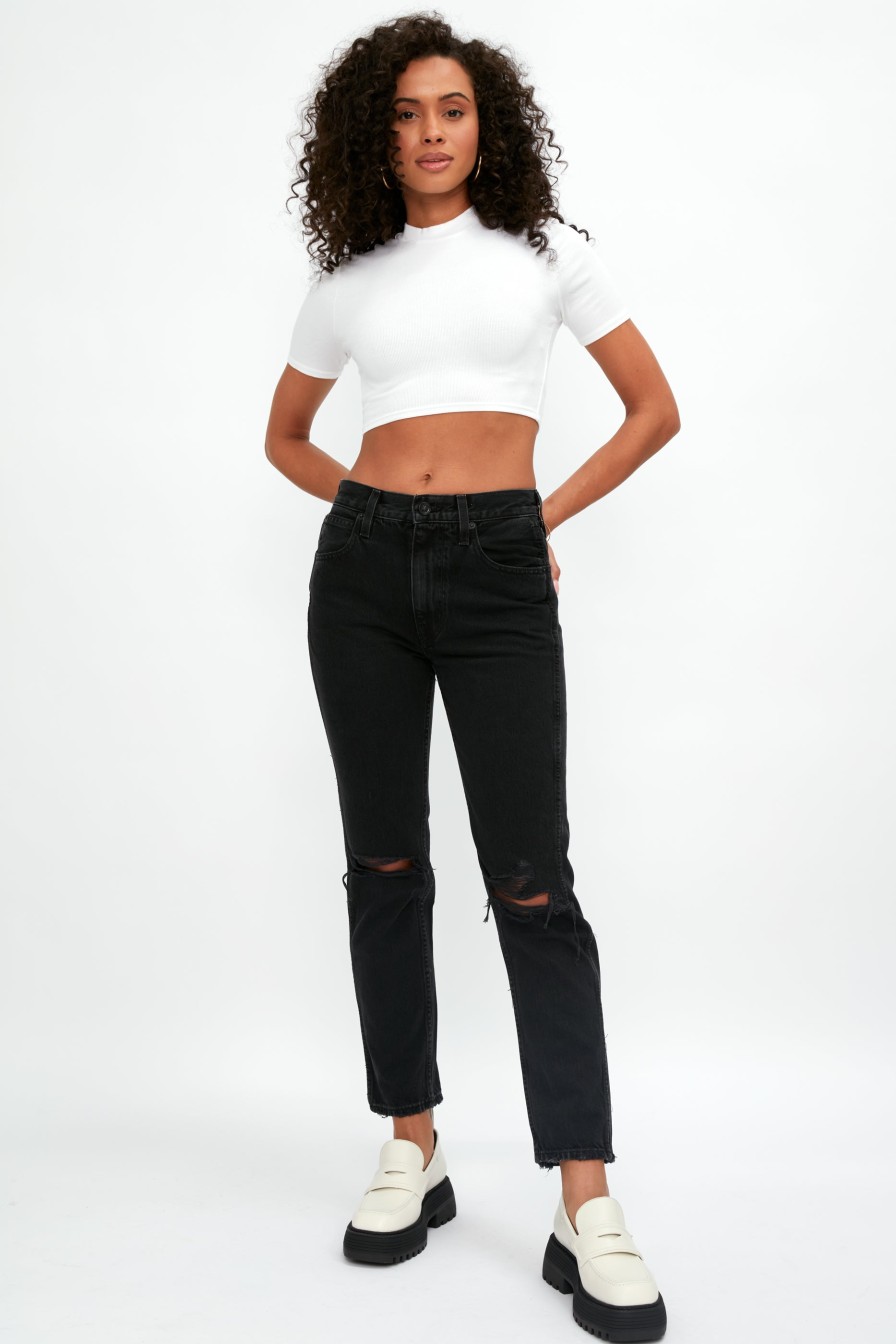 SLVRLAKE Virginia Slim Destructed Jean In Shadow Ridge | Bottoms