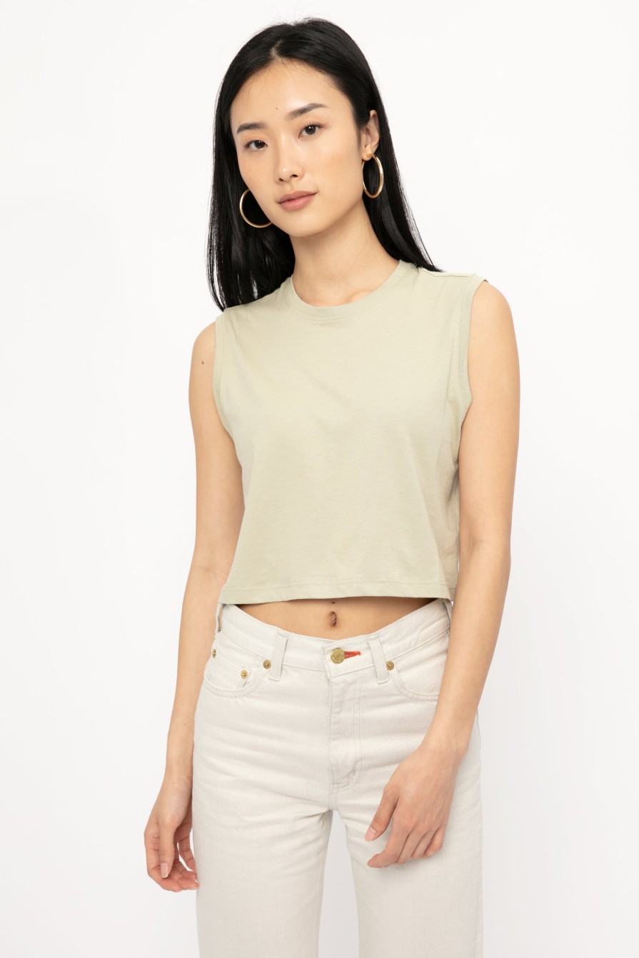 ATM Classic Cropped Boy Tee In Faded Moss | Loungewear