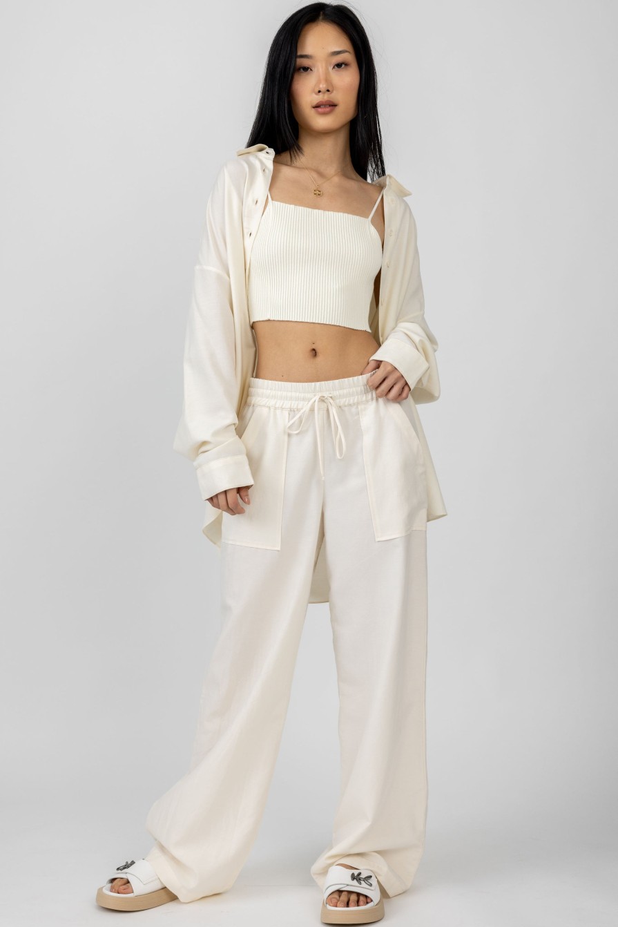 SABLYN Baxter Drawstring Wide Leg Pant In Gardenia | Bottoms