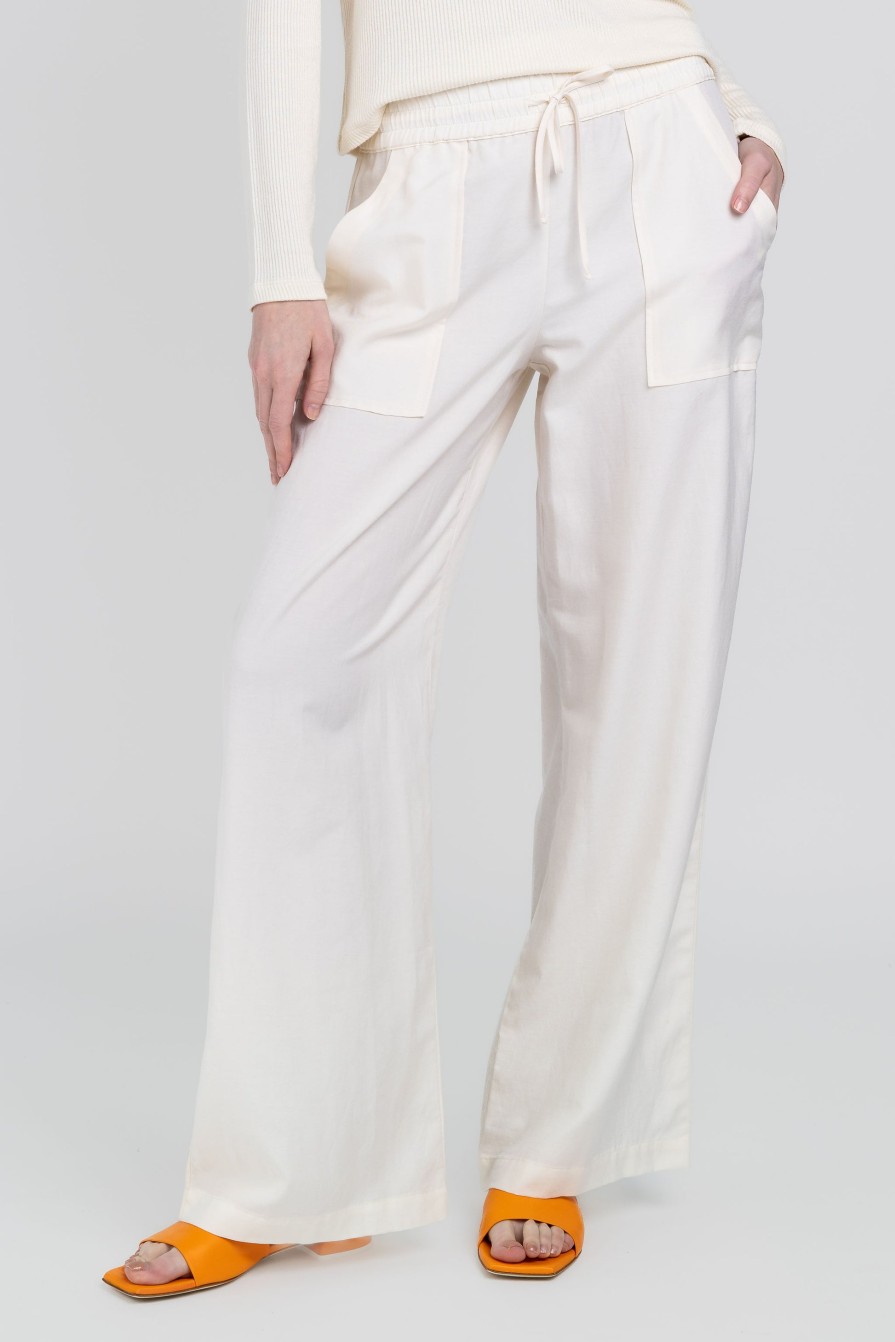 SABLYN Baxter Drawstring Wide Leg Pant In Gardenia | Bottoms