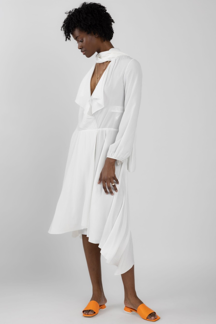 N°21 Long Sleeve Midi Dress In Panna | Dresses & Skirts